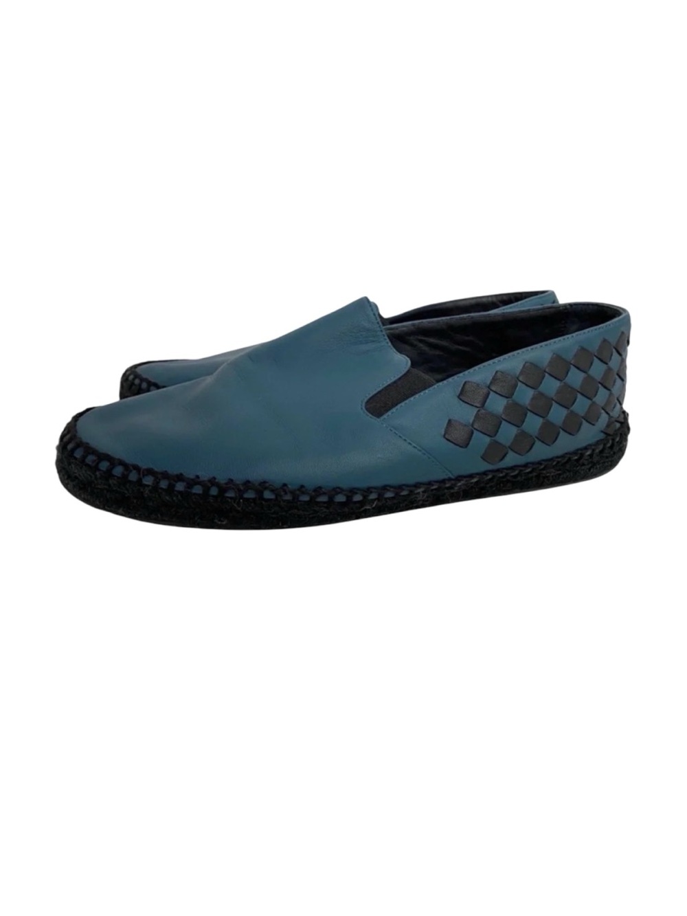 Bottega Veneta Leather Shoes Mens 38 5 Woven Espadrilles Slide On Blue Black